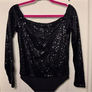 Express Black Sequin Bodysuit